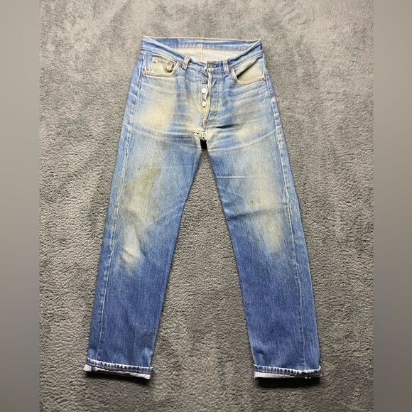 Vintage Levi's 501-0115 USA Button Fly Men’s 30x 29.5 Red Tab Medium Wash Faded - Picture 1 of 12